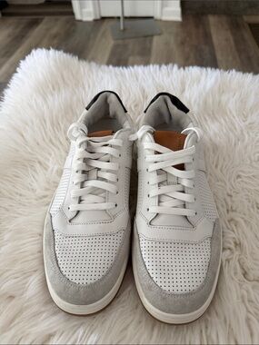 Vince White and Light Gray Perforated Leather Sneakers Size 7.5